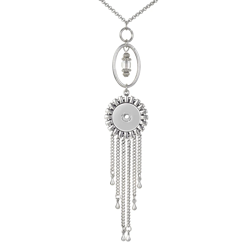 Tassel Pendant Цепочки и ожерелья подходит 18 мм Gingersnaps с 80 см Нержавеющая сталь цепи NN