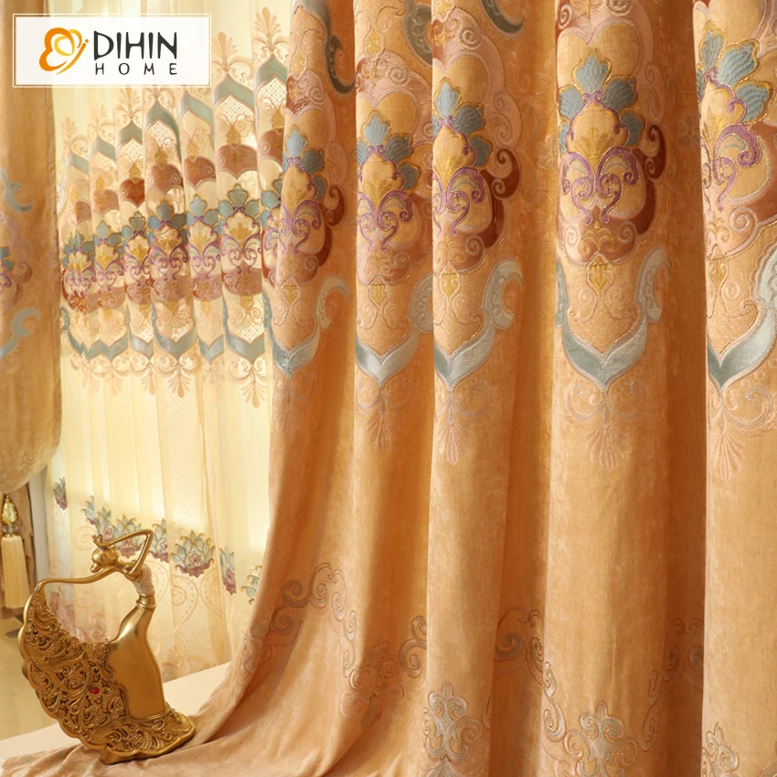 DIHIN роскошные вышитые занавески для гостиной на окна бесплатная доставка | Дом и