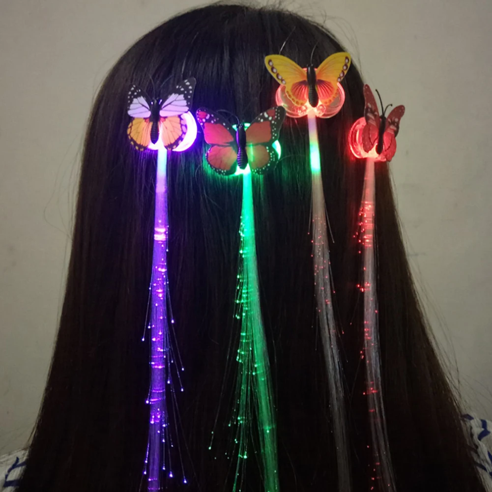 

Random Colors Party LED Shining Glow Hair Braids Flash LED Fiber Hairpin Clip Light Up Headband Party Glow Accessories Hot Sale
