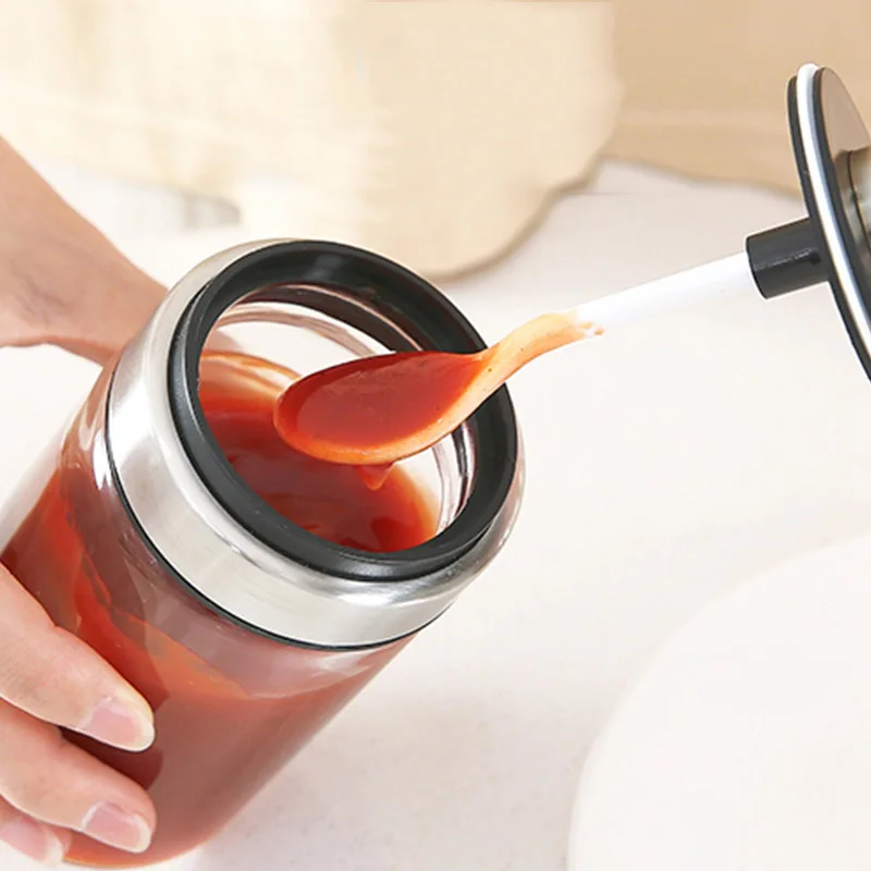 Стеклянная банка для приправ с ложкой специй герметичное масло соуса бутылки