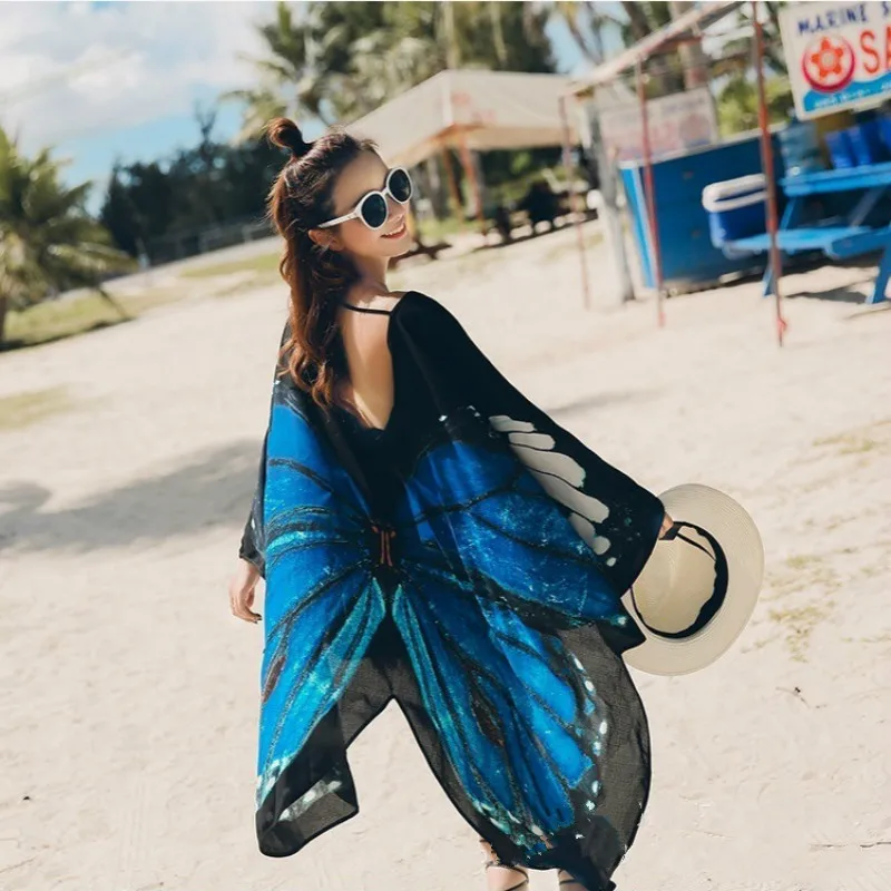 Женский кардиган с бабочками Donne Повседневный Кардиган Camicette Stampa Lungo женские топы|