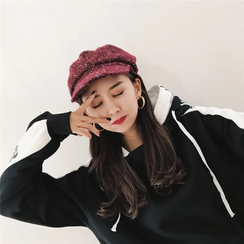 Brand New Wool Women Beret Autumn Winter Octagonal Cap Hats Solid Color Stylish Female Artist Painter Caps Lady | Аксессуары для