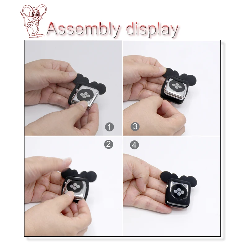 Часы с рисунком Minnie на циферблате чехол для Apple Watch 3 2 1 мультяшный защитный чехол для iwatch 38 мм 42 мм бампер милые уши Микки Мауса мягкий чехол