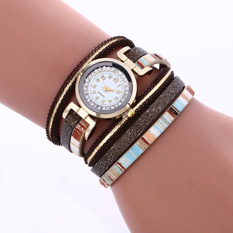 100 шт./лот 916919 женские наручные часы без логотипа с кристаллами на кожаном ремешке