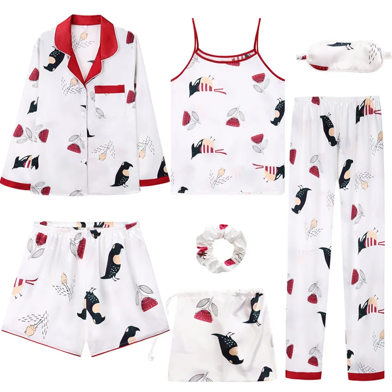 Женская пижама 19 цветов женские пижамные комплекты из 7 предметов атласная