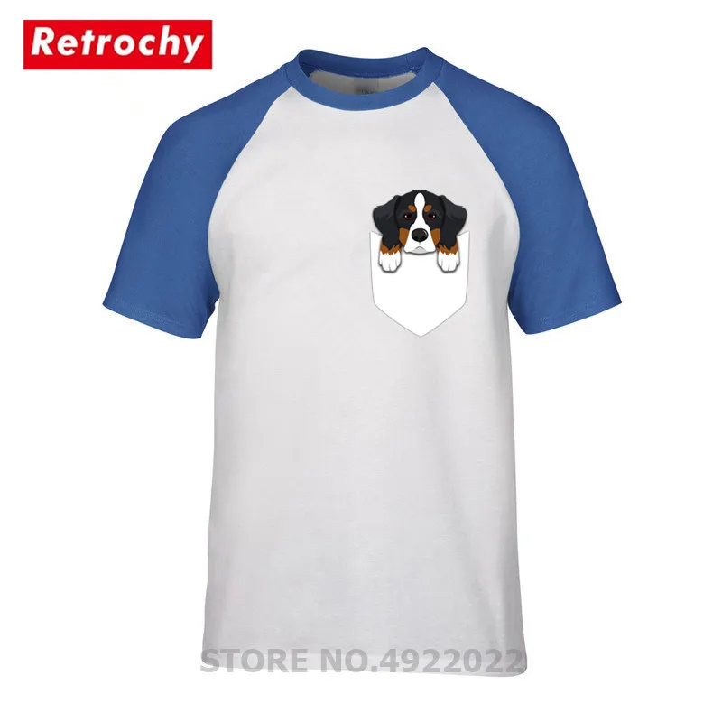 Футболка Bernese Mountain Dog с карманом Повседневная Свободная футболка для взрослых в