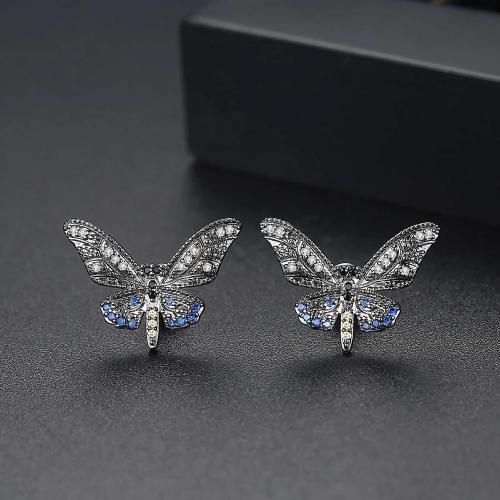 LUOTEEMI новые серьги гвоздики для женщин Бабочка Brinco Роскошный Блестящий CZ черный