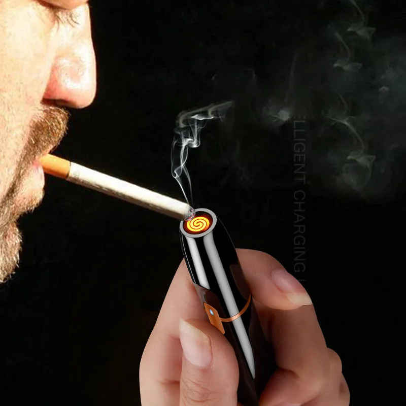 Маленький тонкий USB Зажигалка сенсорный переключатель электрические зажигалки