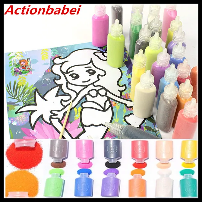 Actionbabei 12 шт./лот 40 г/бутылка раскраска на основе песчаной живописи песок Рисование