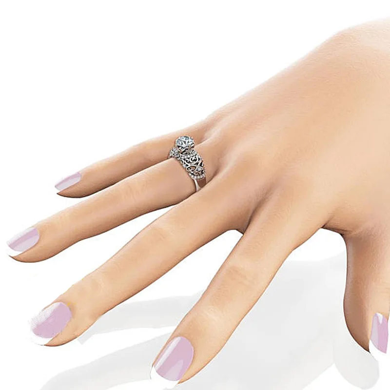 Vecalon Hollow Flower ring 925 Sterling silver AAAAA zircon Cz Engagement wedding band rings For women Bridal Jewelry | Украшения и