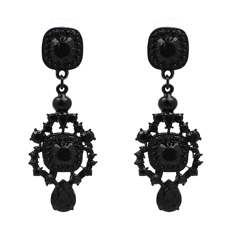 

2020 Wholesale Exquisite Earring Black Crystal Hollow Design Earring For Women Party Fashion Jewelry First Choiec Accessories