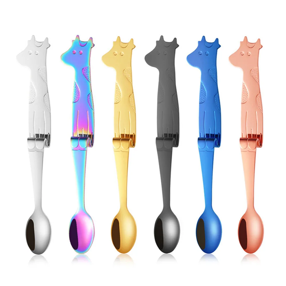 6pcs Mixed color Симпатичный вязаный жакет «Олень» подвесная чашка чайная, кофейная ложка Чай ложки Stainlss Сталь ложки с длинной ручкой, висит ложкой сахара десертные ложки инструментов для питья - Цвет: 6pcs Mixed color