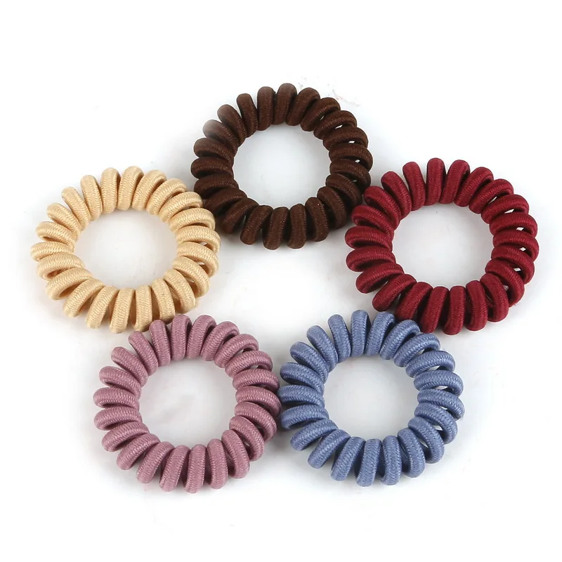 Dia 4.5cm 5pcs 5 шт. эластичный телефонный провод волосы полосы резиновые ободки для женщин Головные уборы Аксессуары для волос Веревка для волос спиральная форма Галстуки для волос - Цвет: Dia 4.5cm 5pcs