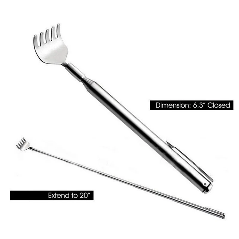 Портативный Нержавеющая сталь Back Scratcher зуд скребки Выдвижная удобный карман скребок массаж инструмент
