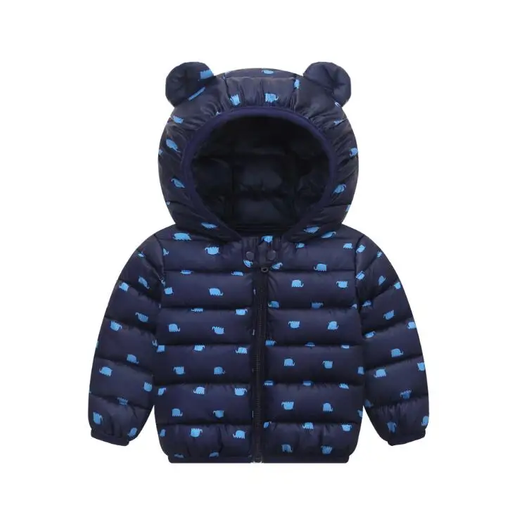 elephant navy blue Новое рождественское зимнее пальто для малышей пуховое хлопковое пальто, куртка детская одежда пуховик с капюшоном для маленьких мальчиков и девочек - Цвет: elephant navy blue
