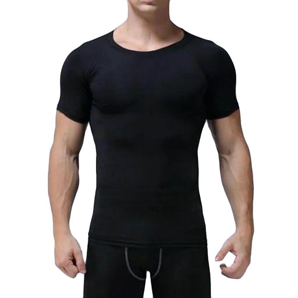 Футболка с коротким рукавом для фитнеса мужчин Спортивная дышащая