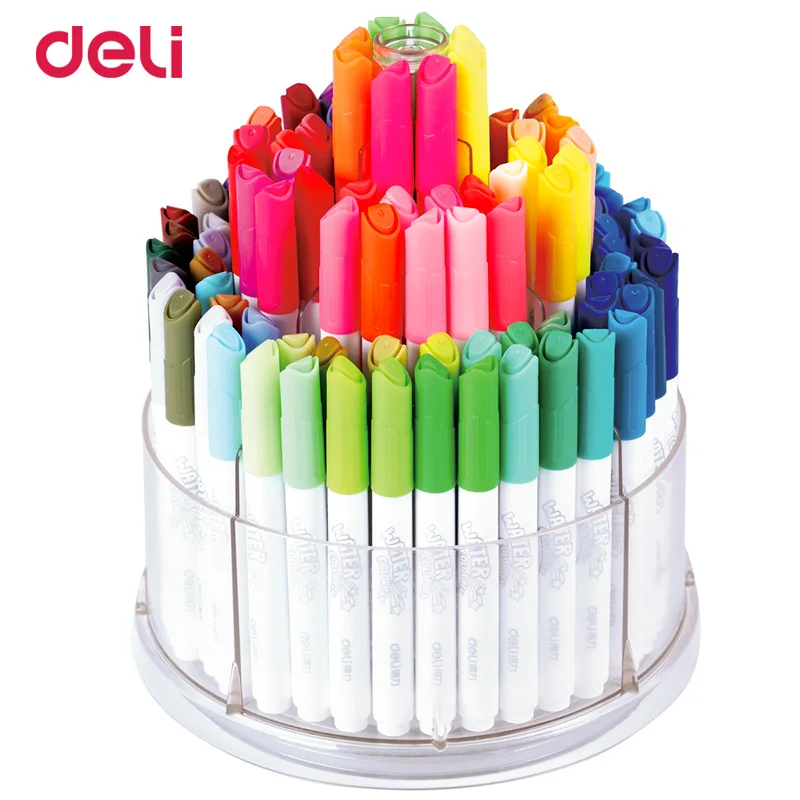 

Deli watercolor pens 100 colors/box art stationery supplies water color markers easy washed drawing painting marker pen