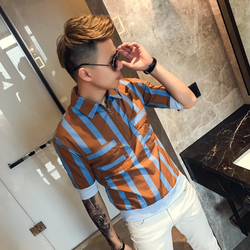 Высококачественные мужские рубашки в полоску новая брендовая приталенная