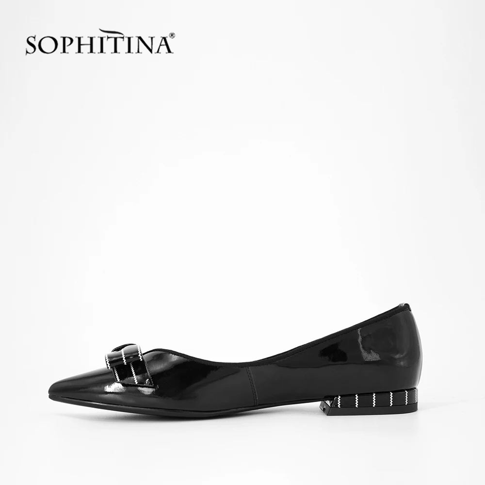 SOPHITINA/туфли ручной работы на плоской подошве с бантом бабочкой Цвет Черный
