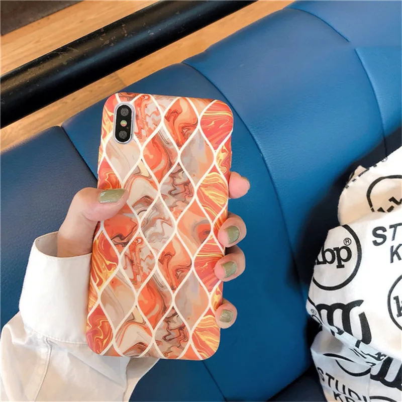 Алмазный кораллово-красный мраморный чехол для телефона iphone XS MAX XR X 6 6s 7 8 plus