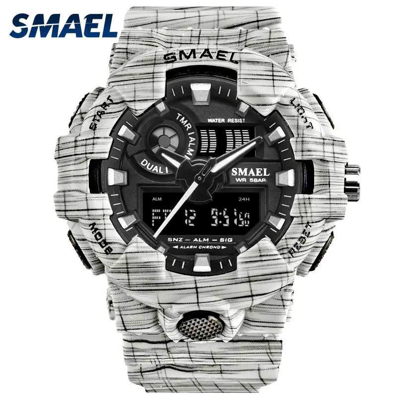 SMAEL мужские часы спортивные автоматические водонепроницаемые LED 5 бар с