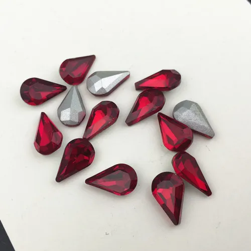siam red Glass Crystal Pear 5*8mm 6*10mm 8*13mm nice colors Waterdrop water drop teardrop shape Glue on rhinestone beads nailart diy trim - Цвет: siam red