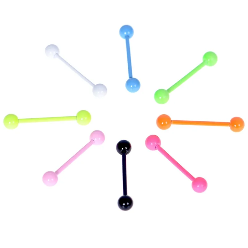 8 шт. разноцветные стержни для пирсинга языка сосков штанга кольцо из сплава