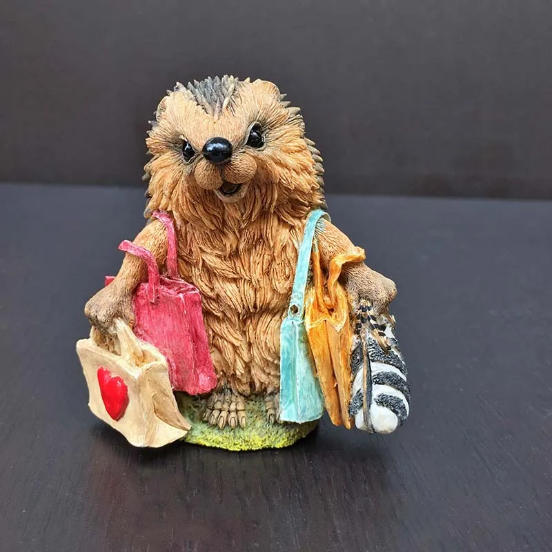 Simulation High-quality Hedgehog Model Decoration Resin Couple Ornament Animal Handmade Doll Crafts | Дом и сад