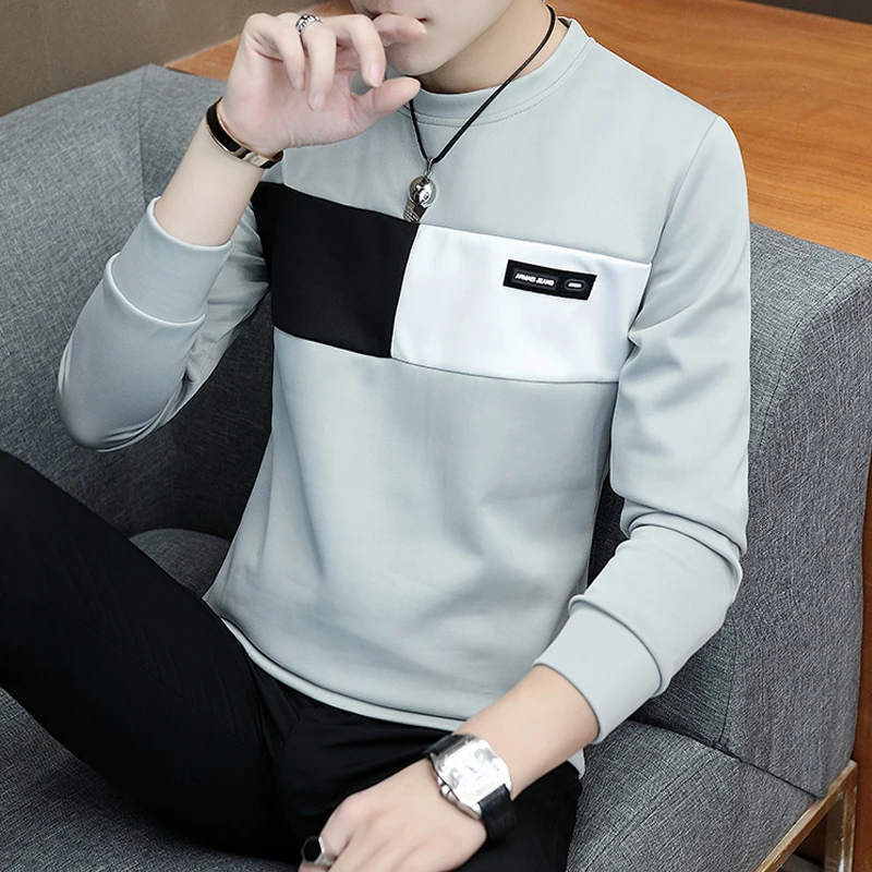 

2022 new men t shirt casual long sleeve men's basic tops tees stretch t shirt mens clothing chemise homme