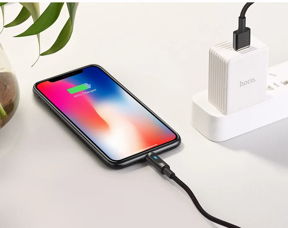 HOCO алюминиевый usb-кабель для iphone кабель 11 Pro Max XR Xs Max X 8 7 ipad2 smart power off светодиодный кабели быстрой зарядки зарядное устройство для телефона