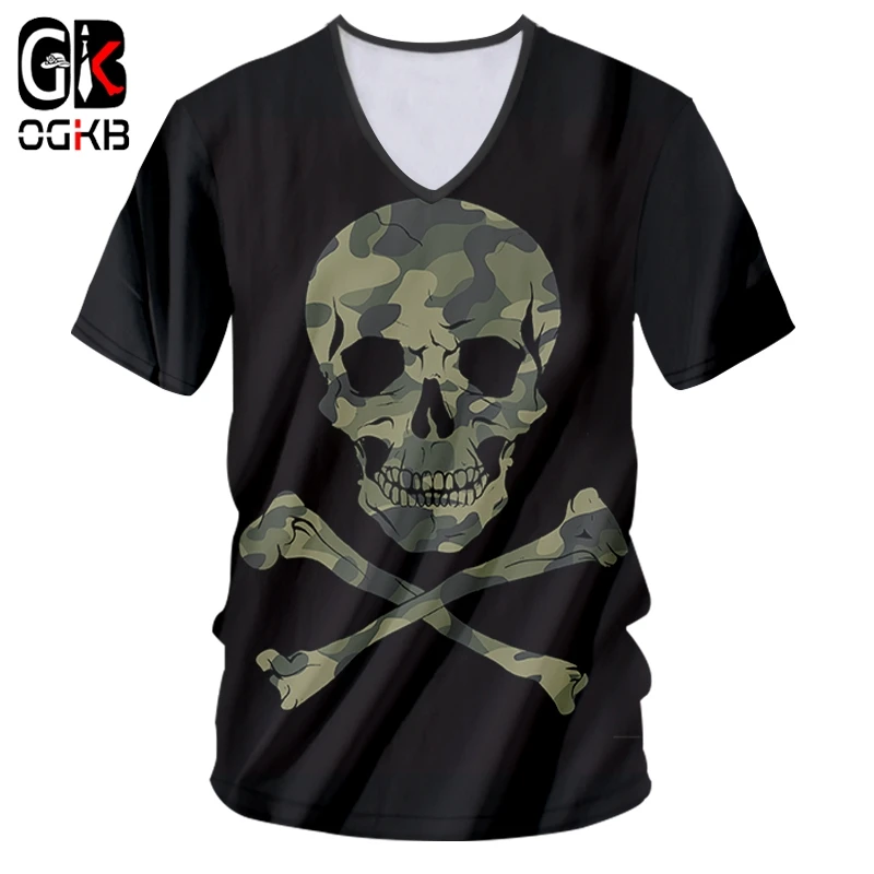 OGKB футболки мужская летняя новая футболка с v образным вырезом 3D принт Звездные