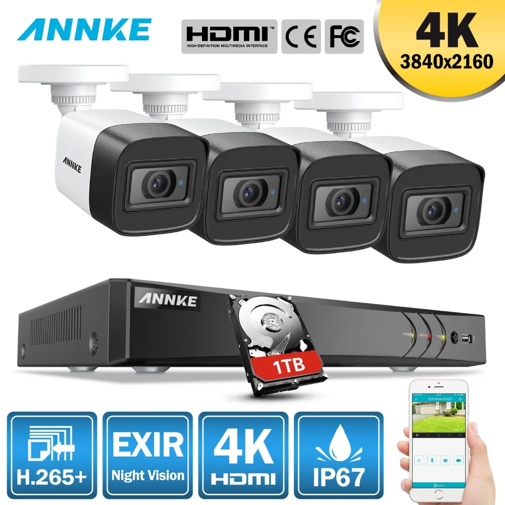 ANNKE RU продажа 4K HD 8CH видео система безопасности 5в1 H.265 + DVR с 4 шт 8MP Всепогодная