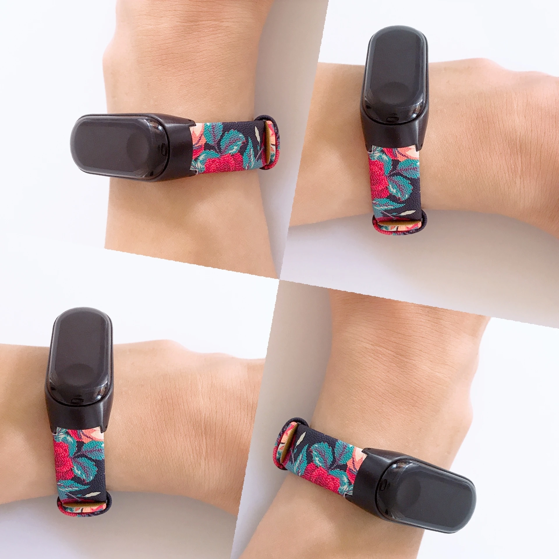 Браслет с цветочным принтом для mi band 3, кожаный металлический ремешок для Xiao mi Band 3, чехол из нержавеющей стали, браслет