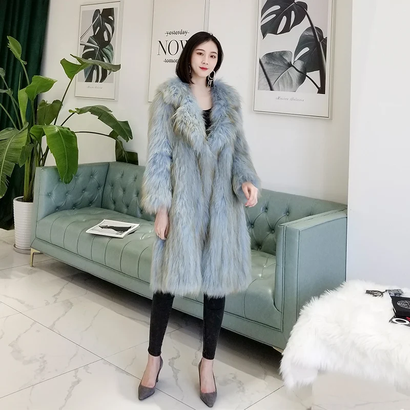 Real muticolor Fox Fur Coat Women Long Natural Fur Coat Female Knitted  Genuine Fur Overcoat For Ladies Luxury Suit collar coat enlarge