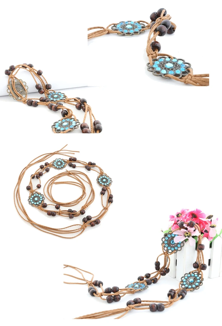 BooLawDee женский тканый пояс с бабочкой и узлом украшенный бисером богемный для