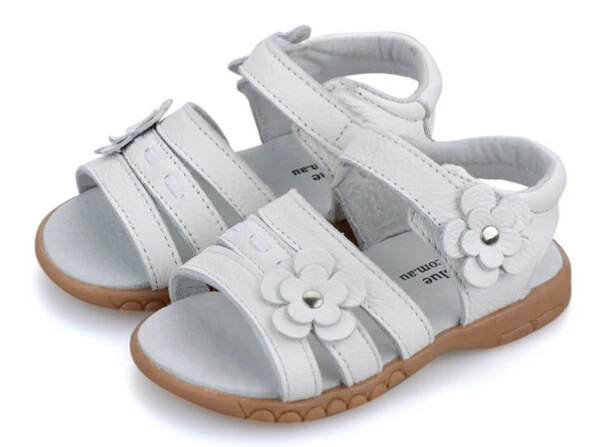 Сандалии для девочек из натуральной кожи цвет белый розовый красный летние туфли