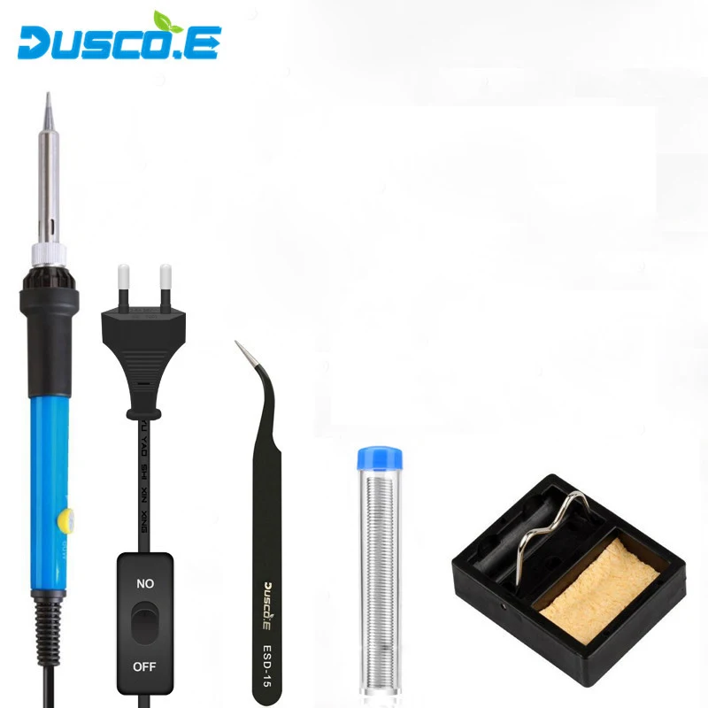 KIT 1 60 Вт Температурный Электрический паяльник 110 В 220 в Регулируемый паяльник с наконечниками Пинцет сварочный инструмент для ремонта мультиметр - Цвет: KIT 1