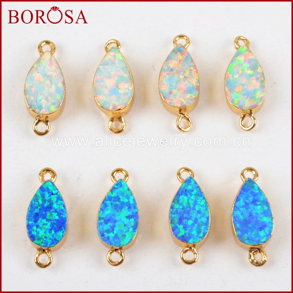 BOROSA 10 шт. новые каплевидные золотые японские опаловые соединители сделанные из