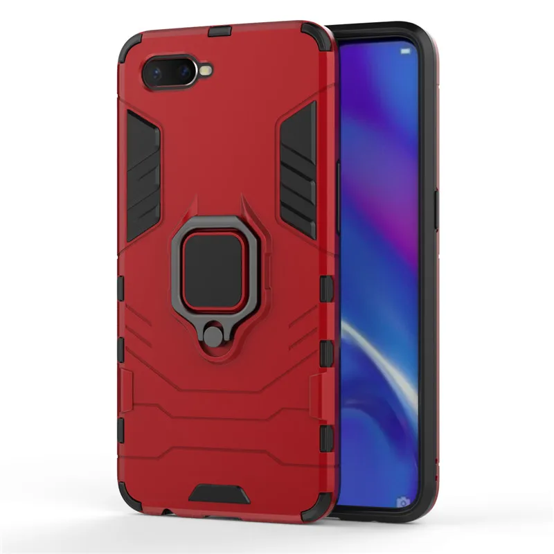 Для OPPO K1 чехол с магнитной планкой кольцом на палец для задняя крышка K1|Бамперы| |