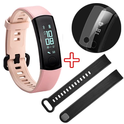 pink add black Умный Браслет Huawei Honor Band 3, монитор сердечного ритма Honor 3, умный Браслет для плавания, водонепроницаемый фитнес-трекер - Цвет: pink add black
