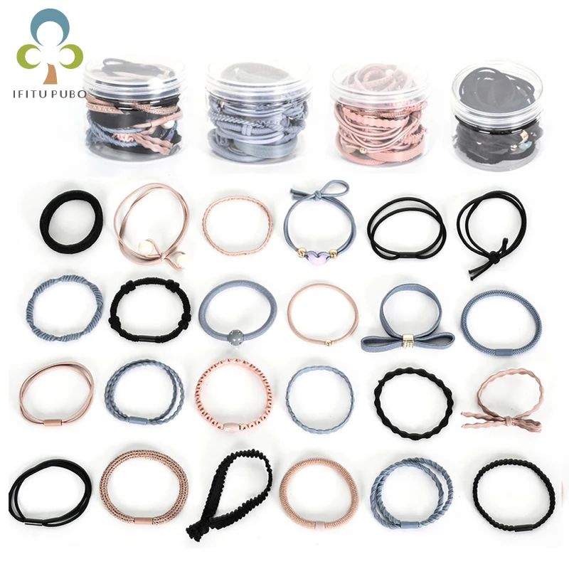 24 шт./компл. высокие эластичные ленты для волос Solid Stretch Для женщин девочки Женская