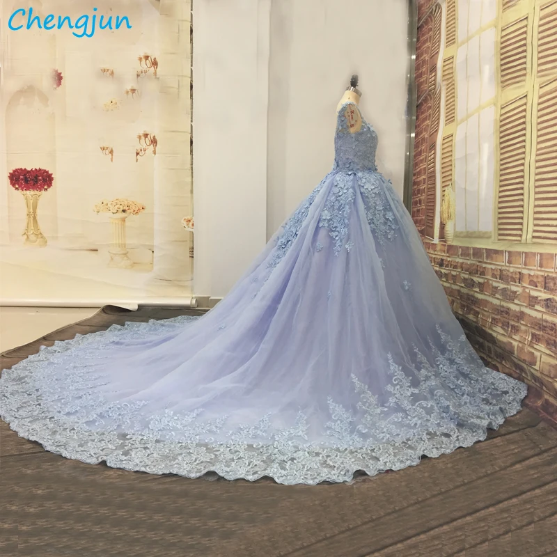 Винтажное Тюлевое Элегантное синее свадебное платье Chengjun|Свадебные платья| |