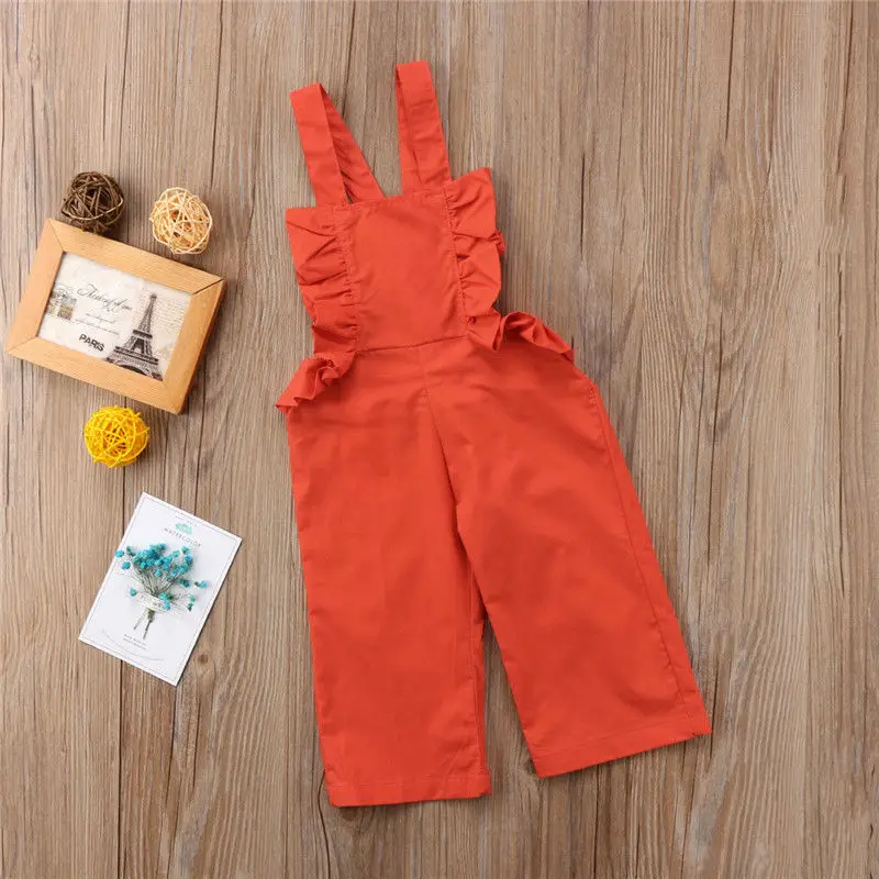 2018 новые Брендовые широкие брюки для маленьких девочек комбинезон на бретелях с