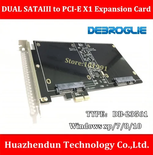Плата расширения DEBROGLIE DB-23561 DUAL SSD SATAIII-PCI-E X1 для ПК/сервера с поддержкой Windows xp/7/8/10