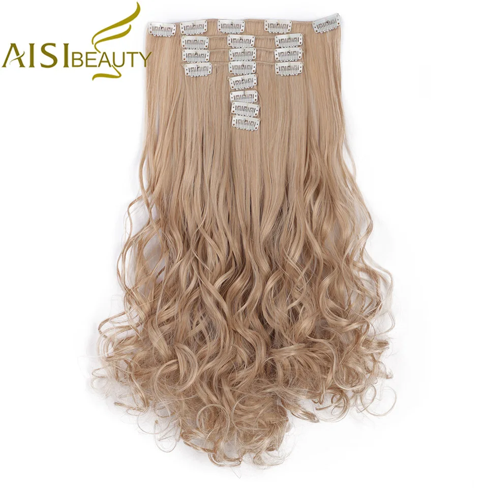 AISI BEAUTY 8 шт./компл. длинные волнистые синтетические 18 заколки для волос для наращивания для женщин шиньоны поддельные волосы черный коричневый