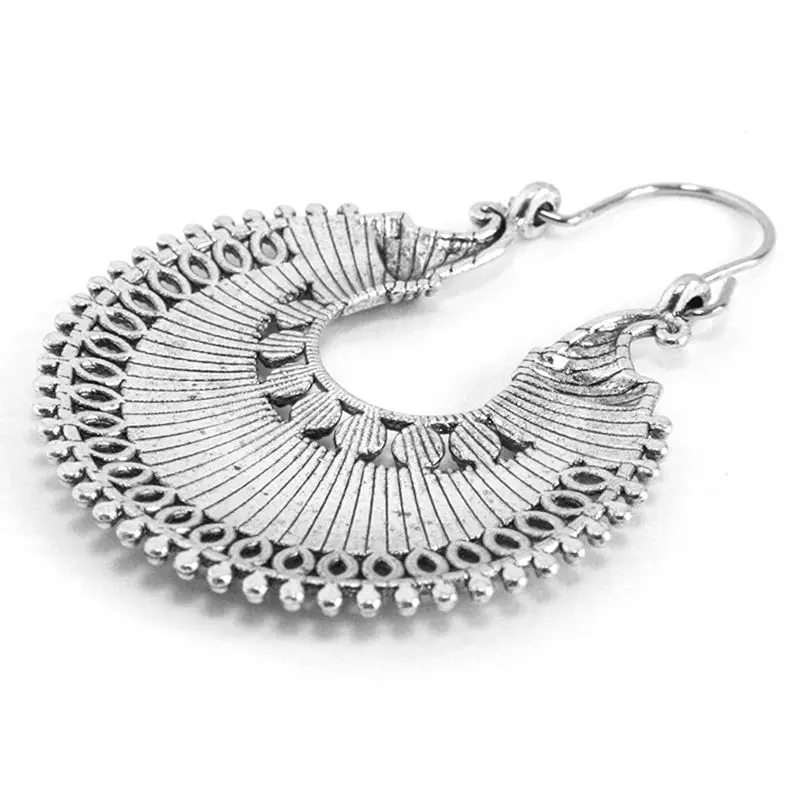 Длинные серьги Висячие серебряные этнические из органзы богемные Винтажные