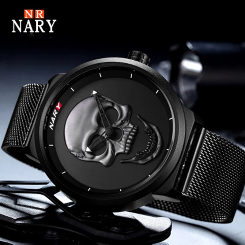 2020 новые часы с черепом мужские роскошные Брендовые из нержавеющей стали Мужские