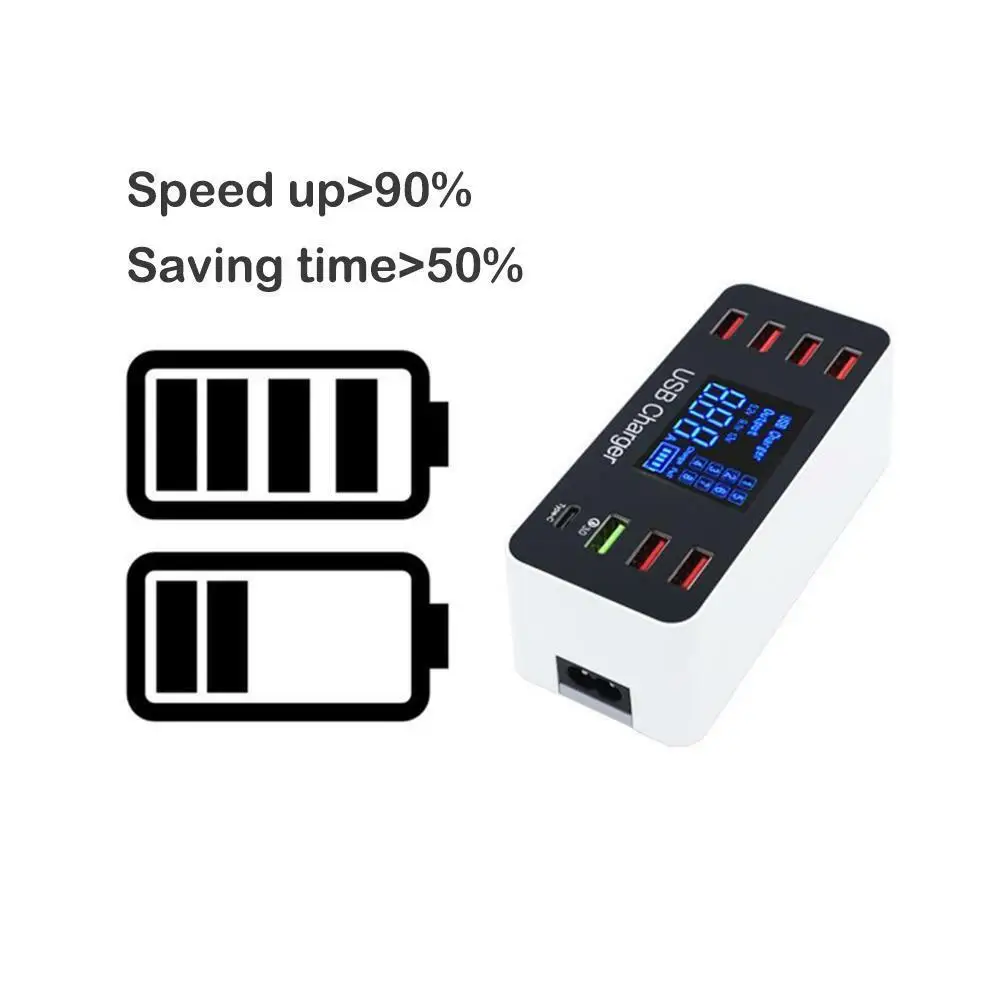 8 портов USB зарядное устройство lcd цифровой дисплей 40 Вт Смарт для мобильного