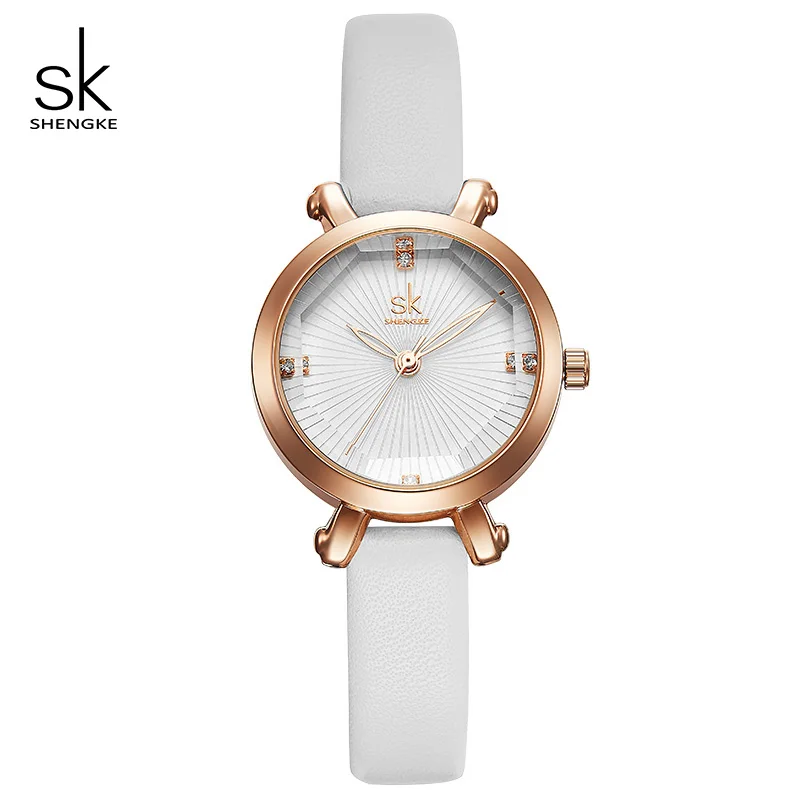 

Shengke Small Round Dial Ladies Watches Fashion Leather Women Quartz Watch Reloj Mujer 2019 SK Watches Women's Day Gifts #K8046