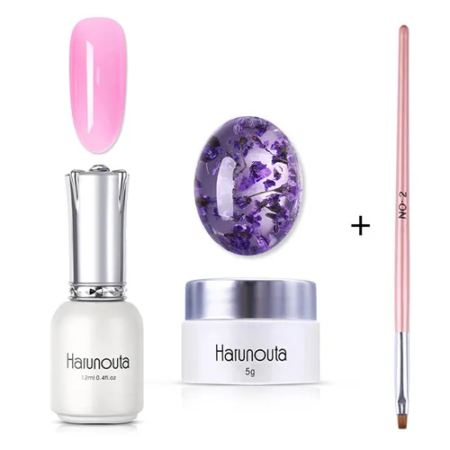 3Pcs Set6 Harunouta цветочный УФ гель сушеные цветы желе розовый дизайн ногтей гель лак инструмент, кисточка для ногтей 3D DIY Дизайн ногтей маникюрный набор - Цвет: 3Pcs Set6